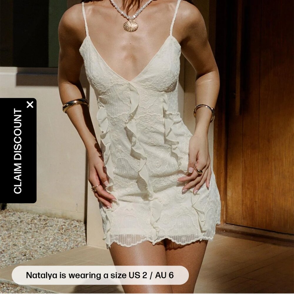NWT bridal lace mini cream - Nasty Gal Ariadne Mini Dress - Picture 2 of 4
